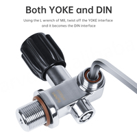 DIDEEP 3/4 Valve de tête de bouteille de plongée haute pression en laiton chromé écologique avec interface Yoke + DIN, Équipement de plongée