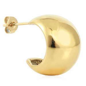 Gold Titanium Steel Hoop <b>Earrings</b> <b>Moon</b> Shape U-Shape Everyday Wear 19044 - Product Image 5