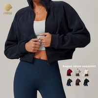 Sweat-shirt polaire à manches raglan avec fermeture éclair et col montant, coupe ample, coupe-vent, température constante, veste softshell de sport CNSHELL