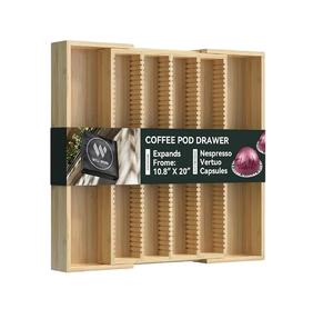 Support de rangement en bambou extensible plus grand personnalisé pour insérer un tiroir de comptoir Stockage des sachets de thé <span class=keywords><strong>Nespresso</strong></span> Vertuo Capsules - Product Image 1