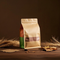 Sachets de haute qualité recyclables écologiques debout pour café, thé et pain pochettes emballage papier kraft avec attache en étain et fenêtre
