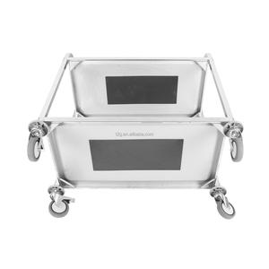 Chariot de service de cuisine à 2 niveaux en acier inoxydable argenté avec 4 roulettes - Product Image 4