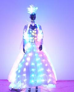 Top Quality Luxury Led Light Luminous Illuminated Evening Dress Costume <strong>Suit</strong> with Color <strong>Wing</strong> for Party - Product Image 2