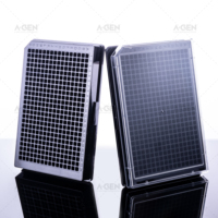 Microplate carrée noire à 384 puits, de type moyen, à haute capacité de liaison, stérile ou non stérile, avec ou sans couvercle, pour ELISA en laboratoire
