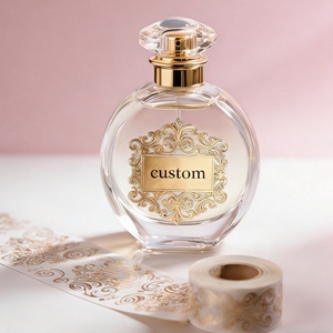 Custom Logo Gold Foil Logo Waterproof Adhesive <b>Label</b> Luxury Roll Sticker for Perfume Cosmetic Bottle Aluminum Metal <b>Packaging</b> - Product Image 1