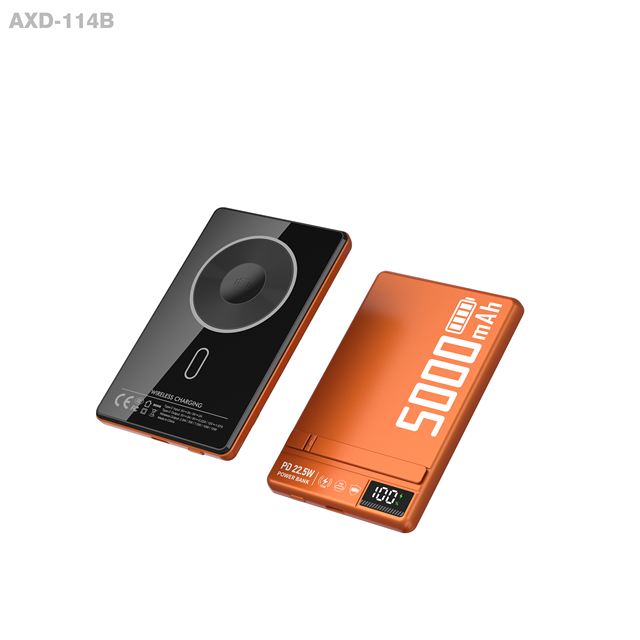 15W Fast Wireless Charging Power Bank 5000mAh, Portable Aluminum Alloy Magnetic Battery Pack
