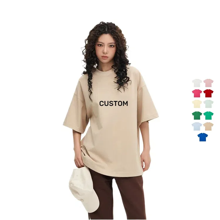 2024 Streetwear Heavyweight Tee Shirt Rhinestone Organic Oem 400 Gsm Tshirt Printing Custom Ladies Tshirts And Tops