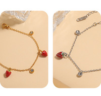 Aardbeienarmband Dames 18K verguld fruitbedel met cadeauverpakking voor zomerarmband op maat