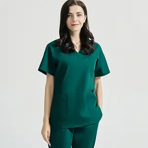 42001库存polycotton现代设计白色护士制服不同护理制服风格男士医院护理制服