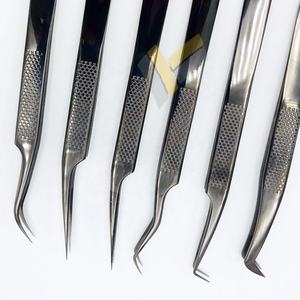 Pince à épiler professionnelle d'extension de cils en acier inoxydable Plasma noir Logo personnalisé pince à épiler à volume fort - Product Image 5