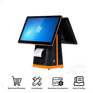 Android 15.6 inch cảm ứng hiển thị tiền mặt đăng ký hệ thống POS được xây dựng trong 80 mét máy in với 15.6 inch 2nd hiển thị cho bán lẻ nhà hàng - Product Image 5