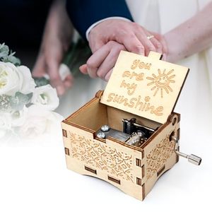 ZY You Are My <strong>Sunshine</strong> Engraved Vintage Rectangle Wooden Music Box-Hand Cranked <strong>Gifts</strong> for Lovers - Product Image 6
