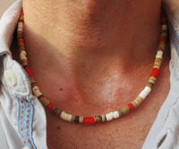 Collier marin de perles Zooying pour homme, sautoir marron, en noix de coco