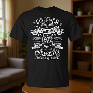 Legends Were Born in February <b>1972</b> Birthday <b>T</b>-<b>Shirt</b> Customizable Promotional Gift - Product Image 3