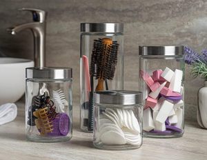 Kitchen Pantry Organiser air Tight Glass Food Cereals Storage and Containers Organizers Jar <b>Set</b> with Stainless Steel Lid - Product Image 3