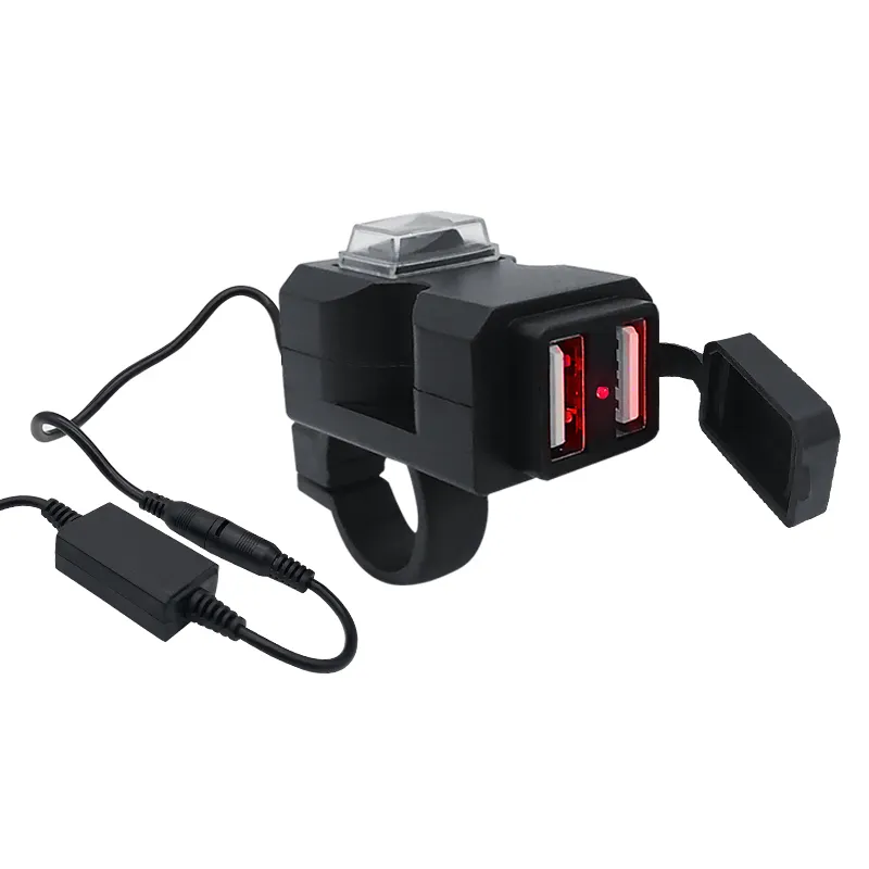 Motorcycle multi-functional waterproof 5v 3.1a double USB charger phone quick charging with switch double usb charger
