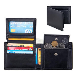 Offre Spéciale sur <span class=keywords><strong>Amazon</strong></span> Portefeuille <span class=keywords><strong>porte</strong></span>-cartes mince en cuir véritable pour hommes personnalisé avec fonction de blocage de la doublure RFID - Product Image 1