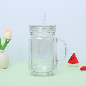 New 20oz AS <strong>Plastic</strong> Snow Globe Mason Jar Acrylic <strong>Double</strong> <strong>Wall</strong> <strong>Tumbler</strong> Cups Mason Jar Snowglobe <strong>Bulk</strong> With Colored Lid and Straw - Product Image 6