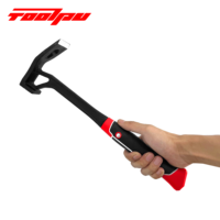 Marteau de maçon tout acier, manche en fibre de verre, poignée antidérapante en caoutchouc, tête carrée durable, couleur rouge, 760 g, travail sur briques et pierres