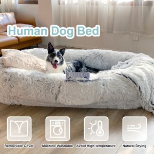 Luxuriöses Modernes Rundes Hundebett Waschbar Kunstfell Memory-Schaum Wasserdicht Atmungsaktiv Einfarbiges Muster Riesiges Bett für Hunde - Product Image 3