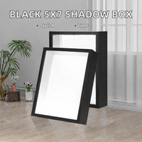 Nouvelle Arrivée Cadre Photo Boîte à Ombre en Bois Noir Profondeur 3cm Tailles 5x7 8x10 16x20 A3 A4 Protection UV