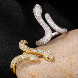 Anello F1809 con Diamanti a Forma di Serpente, Placcato in Oro 22k, Diamanti Naturali Taglio Brillante Rotondo, Colore G, Gioiello per Uso Quotidiano - Product Image 4