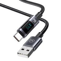 Kabel Data Pengisian Cepat USAMS SJ673 66W Tipe C dengan Lampu LED untuk iPhone 15