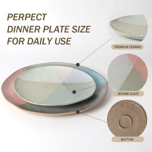 Graceful Hand Painted <strong>Stitching</strong> Color Steak Salad Dessert Serving Eco Friendly <strong>Plates</strong> Dinner Ceramic <strong>Plate</strong> - Product Image 3