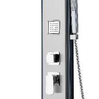 Panneau de douche thermostatique LANO à double poignée, moderne, carré, en acier inoxydable brossé, doux pour la peau