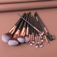 Ensemble de 15 pinceaux de maquillage professionnels noirs solides de luxe, haute qualité, avec logo personnalisé pour le visage