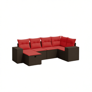 Set Divano da Esterno in Polyrattan per 6 Persone, Arredamento da Giardino Marrone, Design Contemporaneo e Durevole - Product Image 1
