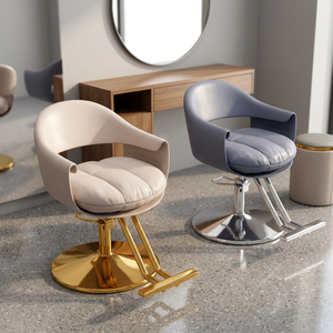 Hair Salon Ergonomic Eco-Friendly Plastic Pink Gold Reclining Hydraulic Adjustable Lift Barber Chair Leather Seat for Styling - Product Image 1