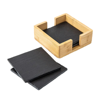 Ensemble de sous-verres en ardoise noire carrée écologiques modernes Home Mate HM-SC-021 en gros