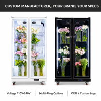 Vitrine réfrigérée verticale pour fleurs avec porte vitrée, pour fleuriste, taille et couleur personnalisables, économe en énergie, température unique numérique