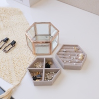 Boîte de rangement de bureau anneau collier boucle d'oreille bijoux organisateur miroir bijoux organisateur bijoux boîte cadeau pour femmes