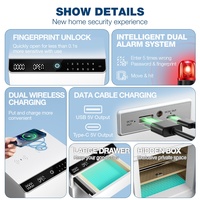 Boîte de sécurité de table de nuit à double charge sans fil intelligente USB pour le rangement dans la chambre à coucher Boîte cachée