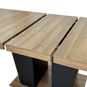<span class=keywords><strong>Table</strong></span> <span class=keywords><strong>de</strong></span> salle à manger extensible pour 4 à 10 personnes, <span class=keywords><strong>table</strong></span> <span class=keywords><strong>de</strong></span> cuisine transformable en bois avec base à double piétement robuste noire - Product Image 4