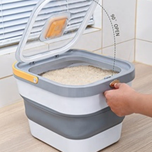 13 L Foldable Food Grade Material Insect Proof Rice Cereal Bucket Household Rice Dispenser Grain Flour Storage Container