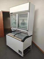 Réfrigérateur-congélateur commercial combiné ZMJ-1, double porte vitrée, dégivrage automatique, refroidissement par ventilateur pour supermarché