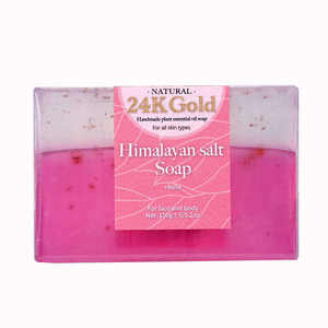 HANLINGER Private LOGO Savon naturel organique hydratant blanchissant pour la peau Savon au <span class=keywords><strong>sel</strong></span> <span class=keywords><strong>de</strong></span> <span class=keywords><strong>l</strong></span>'<span class=keywords><strong>Himalaya</strong></span> <span class=keywords><strong>rose</strong></span> en feuille d'or 24 carats - Product Image 2