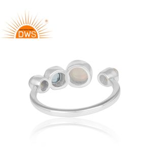 Attractive Multi Gemstone <b>Ring</b> For Ladies Wholesale Designer 925 Fine <b>Silver</b> Open Band <b>Ring</b> Jewelry Supplier - Product Image 4
