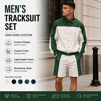Ensemble de survêtement décontracté pour homme, personnalisé avec logo OEM/ODM, en nylon froissé léger, color block, style streetwear et techwear, chemise boutonnée et short