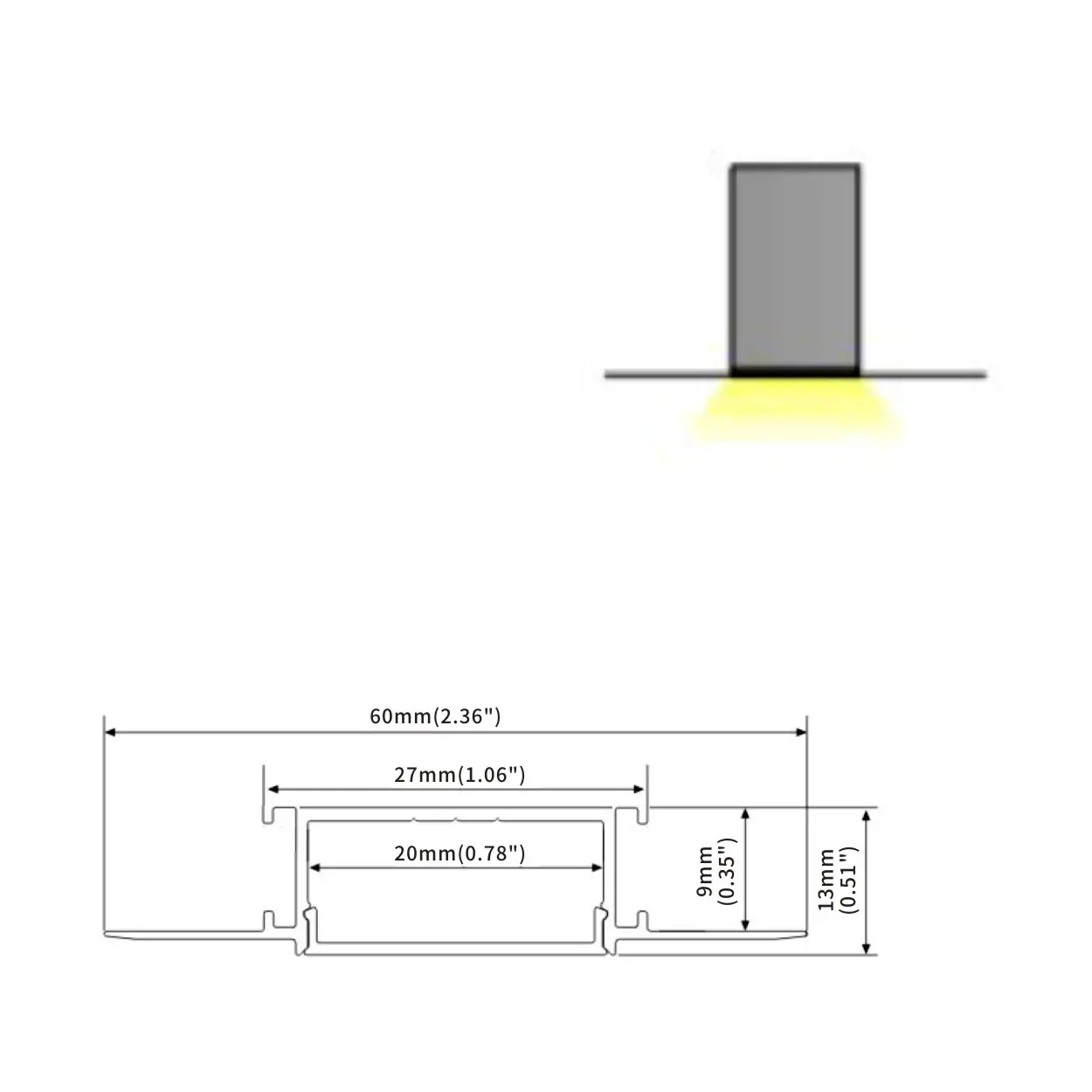 Led Kanaal Verzonken Gipsplaat Geëxtrudeerd Aluminium Profiel Met Flens En Ledstrip Voor Gipsplafond