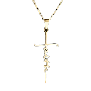 Collar de acero inoxidable dorado <span class=keywords><strong>y</strong></span> plateado para hombre <span class=keywords><strong>y</strong></span> mujer, con colgante de Cruz con letras de <span class=keywords><strong>esperanza</strong></span>, amor <span class=keywords><strong>y</strong></span> <span class=keywords><strong>fe</strong></span> - Product Image 3