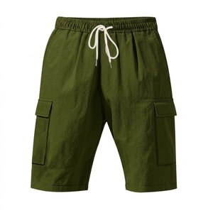 Shorts Cargo Homme Noir Uni, Taille Élastique Mi-Haute, Séchage Rapide, Polyester/Nylon, Poches Décontractées pour Activités de Plein Air – Approvisionnement Direct Usine - Product Image 4