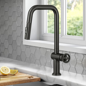 Robinet de cuisine de Style Steampunk à tuyau industriel, mitigeur d'eau froide et chaude gris Gunmetal avec pulvérisateur à double fonction - Product Image 2