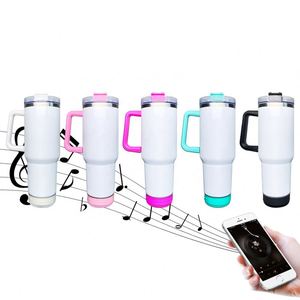 Custom LogoBulk Wireless Smart Display Player 40Oz Speaker <b>Music</b> Tumbler With Handle for Sublimation - Product Image 2