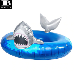 Flotteur de <span class=keywords><strong>piscine</strong></span> <span class=keywords><strong>gonflable</strong></span> en vinyle robuste en forme de <span class=keywords><strong>requin</strong></span>, anneau de natation rond durable en forme d'animal, tube aquatique pour adultes, fête d'été - Product Image 2