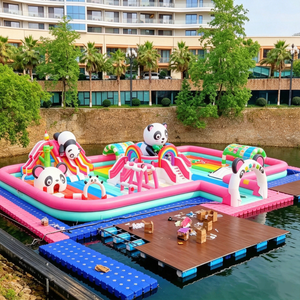 Parque Acuático Inflable Gigante Personalizado con Temática de Panda, Castillo Acuático Comercial de PVC para Niños con Toboganes para Resort en el Lago - Product Image 2