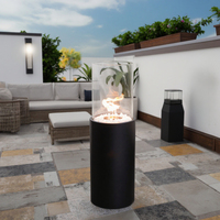 Grande Cheminée de Table Autonome Intérieur Extérieur en Métal sans Fumée avec Verre Trempé pour Jardin Patio